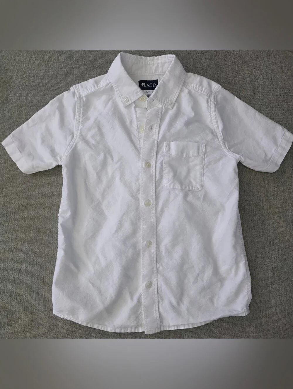 The Children's Place Boys Outfit 7/8 White Button Down Shirt & Khaki Cargo Short